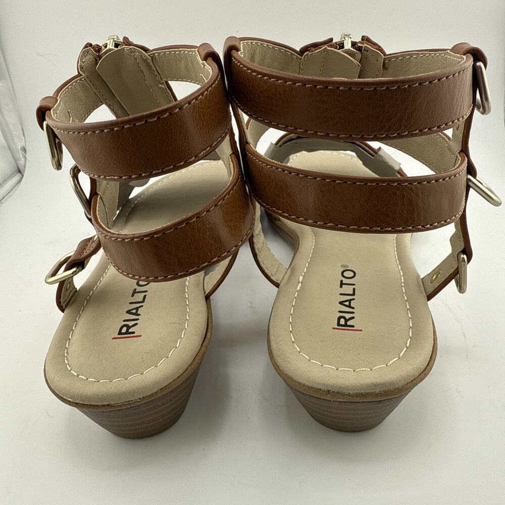 RIALTO Gracia Cognac Zippered Smooth Gladiator Style Sandals Size 6.5M NIB - Picture 6 of 10